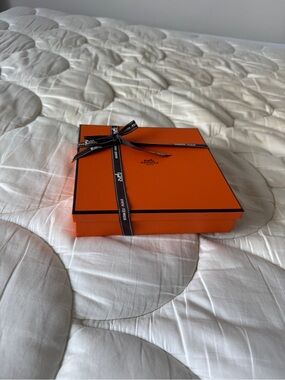 Hermes Orange Scarf Luxury Gift Box with Signature Ribbon